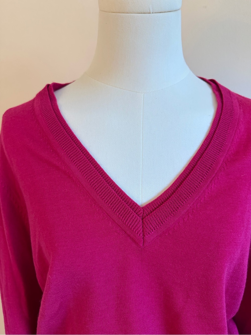 Talbots Fuchsia V-Neck Merino Wool Sweater - Picture 2 of 5
